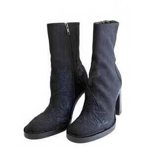 NEW ANN DEMEULEMEESTER women's embroidered boots in black